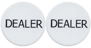 New 2 White Dealer Buttons Texas Holdem Poker Casino Style Tournaments * - Picture 1 of 1