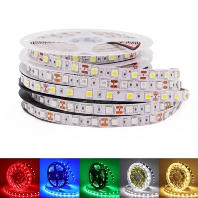 Tira de luces de cinta flexible impermeables blancas DC12V 5m/16,4ft SMD 5050 2835 5054 Foto 1 de 4