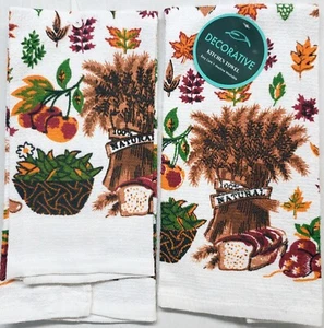Set of 2 Same Printed Kitchen Cotton Towels(15"x25") LEAVES & BERRIES,Decorative - Picture 1 of 7