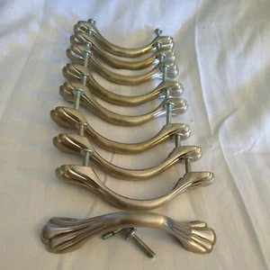 Lot of 9 Vintage Silvertone Drawer Pulls Handles 3" Center 4 1/2"L w/screws - Picture 1 of 5