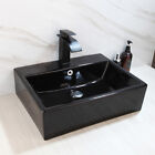 Black Ceramic Rectangle Countertop Bowl Sinks&Vessel Basins Brass Mixer Faucet