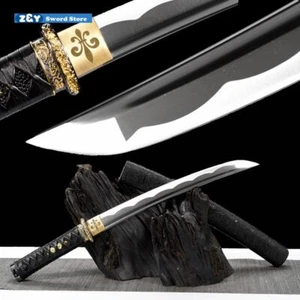 Japanese Sword Handmade FullTang Carbon Steel Tanto Samurai Short Katana -Q8008 - Picture 1 of 14