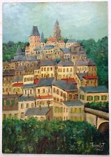 Vintage Post-Impressionist Oil Painting French Cityscape UZERCHE CORREZE Signed