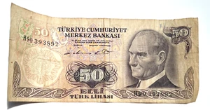 1970 TURKEY 50 LIRA Banknote Note Bill Currency - Free Shipping too! - Picture 1 of 2