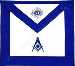 DELANTAL DE OFICIAL DE LOGIA AZUL MASÓNICO BORDADO A MANO - DIÁCONO MAYOR (MA-118-V) - Imagen 1 de 2
