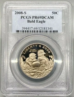 2008-S Proof Bald Eagle 50c Commemorative Half Dollar PCGS PR69 DCAM  - Image 1 of 3
