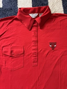 Vintage Chicago Bulls Logo 7 Red Polo Shirt XL Michael Jordan NBA Basketball - Picture 1 of 7