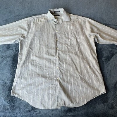 Nautica Mens Long Sleeve Button Up Size 17 - 34/35 Striped Gray Shirt - Image 1 of 4