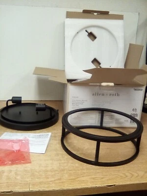 Allen + Roth Salem 12 英寸户外圆形吸顶灯哑光黑色缺失玻璃 — 第 1/4 张图片