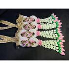 Pair Garland Malai Thai Wedding Creremony Artificial Fabric Flower Ribbon Hang