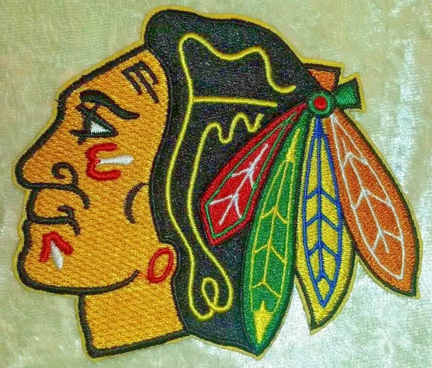 Chicago Blackhawks 3,5 дюйма термонаклейка вышитая нашивка ~бесплатное отслеживание! - Изображение 1 из 1