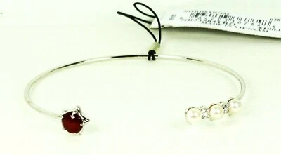 NADRI $100 из чистого серебра белый жемчуг и гранат цвет кристалл манжеты браслет - Изображение 1 из 4