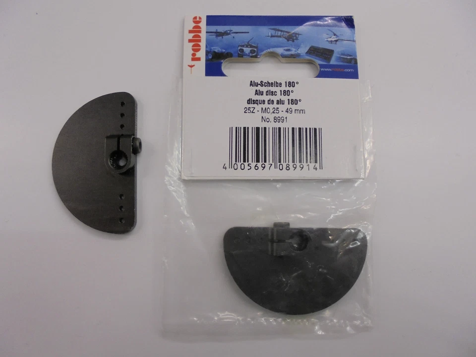 Robbe 2 Alu-Servohebel rund 180 Grad 49 mm (25Z) Schwarz ArtNr. 8991 - Bild 1 von 1