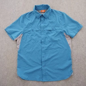 Merrell Shirt Mens Medium Blue Button Up Short Sleeve Select Wick Vented - Picture 1 of 12