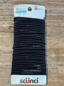 SCUNCI Hair Bands NO DAMAGE 32-Piece BLACK New Old Stock - Picture 1 of 5