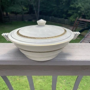 Theodore Haviland Deckel Schale Creme Limoges Art Deco Servieren Schwarz Gold Akzent - Bild 1 von 15