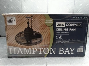 Hampton Bay Conyer 20in Indoor/Wet Outdoor 3-Speed Anywhere Fan Matte Black - Picture 1 of 11