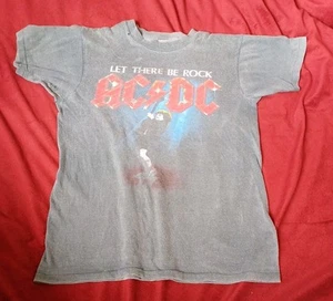 VINTAGE AC/DC TOUR T SHIRT LET THERE BE ROCK SMALL SIZE 36" CHEST FADED * READ - Picture 1 of 19