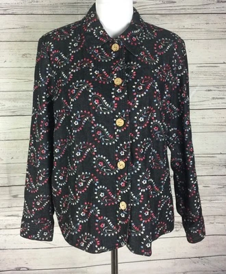 Coldwater Creek Shirt Jacket Women’s Size PXL Embroidered Paisley Button Front - Image 1 of 4