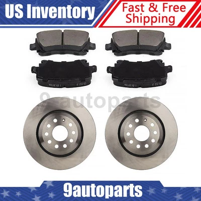 Rear Brake Rotors & Ceramic Brake Pads Fits 2008 2009 2010 2011 2012 Audi S3 - Image 1 of 4