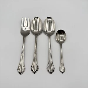 Oneida Stainless Bittersweet / Repose 4Pc Serving Set Fork Spoon Floral Rogers - Picture 1 of 9