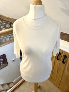 Top de malla transparente Porridge Anthropologie talla pequeña marfil media manga capas nuevo con etiquetas - Imagen 1 de 8