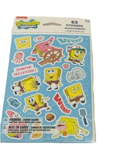 SPONGE BOB SQUARE PANTS Stickers 63 Pc Colorful Traditional 3 Sheets - Picture 1 of 2