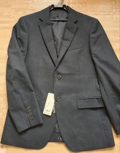 Uniqlo Stretch Wool Jacket S Navy Slim Fit Premium Wool 110 New - Picture 1 of 19
