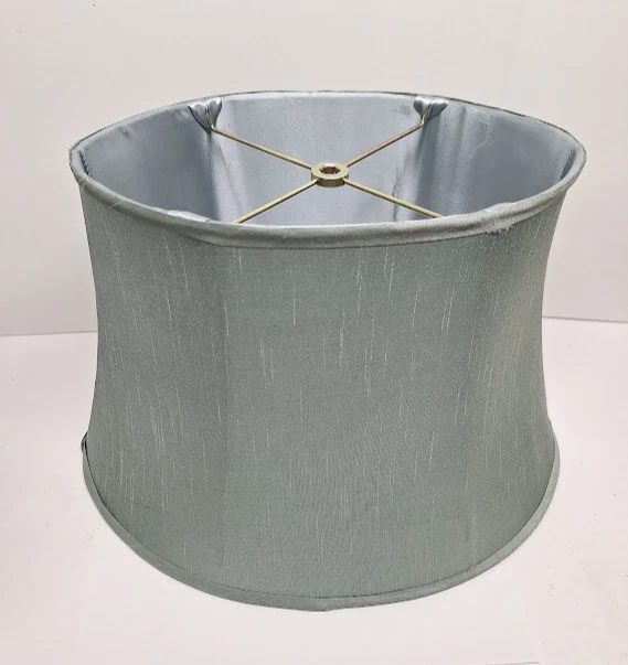 Abajur de tecido oval vintage, cor azul-petróleo seda e forrado, 10 x 11 x 17" - Imagem 1 de 4