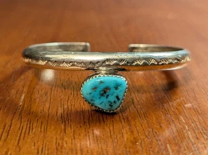 Vintage Native American, Navajo Sterling Turquoise cuff bracelet Stamped NB - Picture 1 of 10