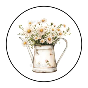 White Daisys stickers labels tags envelope seals party favors Flowers - Picture 1 of 2