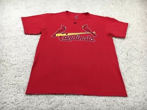 St. Louis Cardinals Shirt Mens Medium Red Baseball Majestic Cotton MLB Logo - Picture 1 of 19