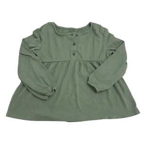 Carter's Kid Girls Size 5/5A Long Sleeve Henley Top Sage Green - Picture 1 of 5