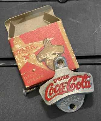 VTG COCA COLA Starr X Wall Mount Bottle Opener Unused+Orig Screws & Red-Gold Box - Image 1 of 4