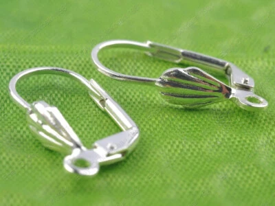 30Pcs silver plated copper France Earring flower Hooks 12x19mm DIY Findings - Image 1 of 2