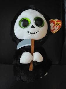 Beanie Babies Boos Grimm Reaper Halloween Black 7" Plush Green Glitter 2015 USED - Picture 1 of 6