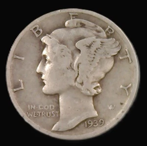 1939 D Mercury Dime - 90% Argento - Moneta circolata USA - Foto 1 di 2