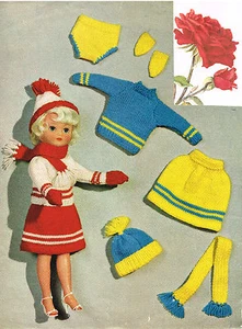 Dolls clothes knitting pattern.10-12" and 14"-16"teenage doll. (V Doll 93) - Picture 1 of 1