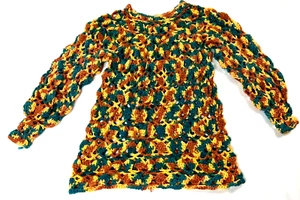 Vintage 70's Chunky Knit Sweater Handmade Small S Groovy Hippie Retro Boho - Picture 1 of 6
