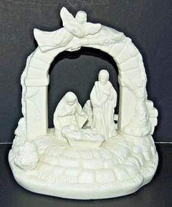 Vintage Nativity Figurine White Porcelain Bisque Holy Family (w/o music box) - Picture 1 of 5