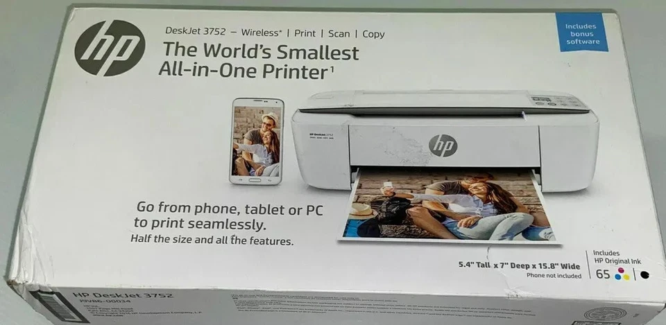 New HP Deskjet 3752/3755/3772 Printer-All in One-Wireless-Print+Free HP 65 INK - Image 1 of 1