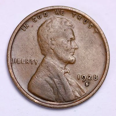 1928-S Lincoln Wheat Cent Penny LOWEST PRICES ON THE BAY!  FREE SHIPPING! - Image 1 of 2