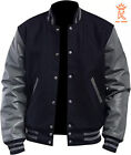 Lettermen Bomber Baseball Black Wool Varsity Jacket With Gray Leather Sleeves