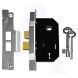 Cerradura de puerta de mortaza Union 2242 2 palancas 75 mm/3" esmaltada en plata - Imagen 1 de 1