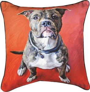 Pitbull Artistic Throw Pillow 18X18" - Picture 1 of 1