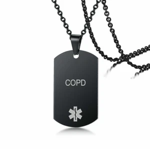 NEW AU Black Stainless Steel Emgerency Medical Alert ID Pendant Necklace - Picture 1 of 22