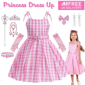 Girls Kids Pink Dress Up Princess Party Cosplay Costume for Barbie Outfit Skirt - Picture 1 of 15