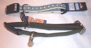 NEW 2 Collars Quick Snap Designs Large Dog Adjustable White w/ Blue AND Green - Picture 1 of 4