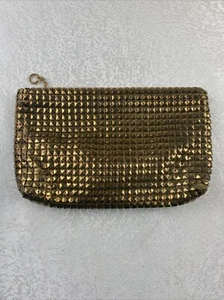 Vintage 60s Duramesh Gold Bronze Metallic Mesh Makeup Bag Change Purse - Picture 1 of 11