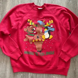 Sudadera Vintage Años 90 Fea Navidad Jingle Cuello Redondo ~ Talla L Tultex Unisex - Imagen 1 de 6